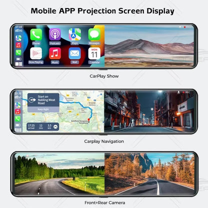 K4 11.26 Inch Carplay & Android Auto 4K 2160P Wifi Dash Cam Rearview Mirror Car DVR GPS Navigation Video Recorder Dual Lens